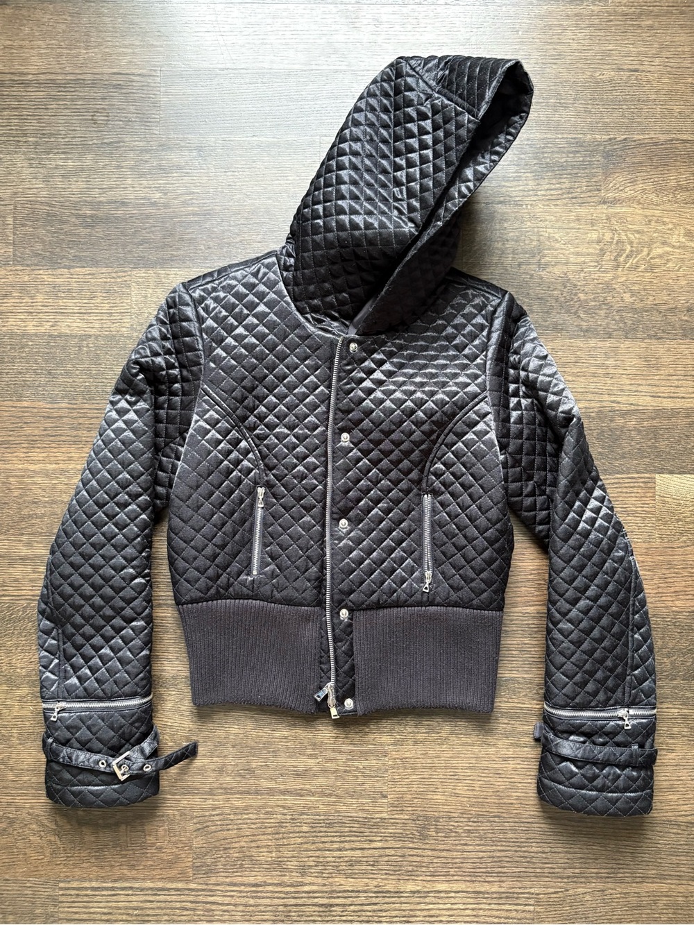 Like NEW Women's Laundry By Shelli Segal Black Quilted Hooded Puffer Jacket, Sm.